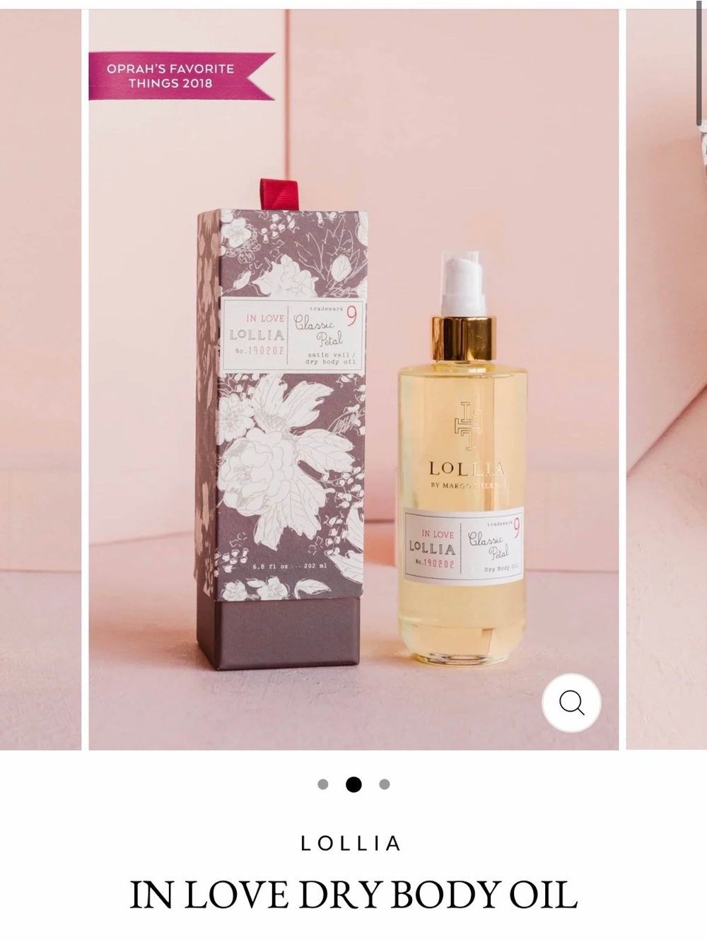 Lolli Classic Petal Satin Veil Dry Body Oil — Mauve Floral Packaging
